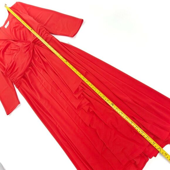 NWT Eliza J Long Sleeve Twist-Detail Wrap Midi Dress Red Plus 14 Dressy Cocktail - Picture 4 of 10